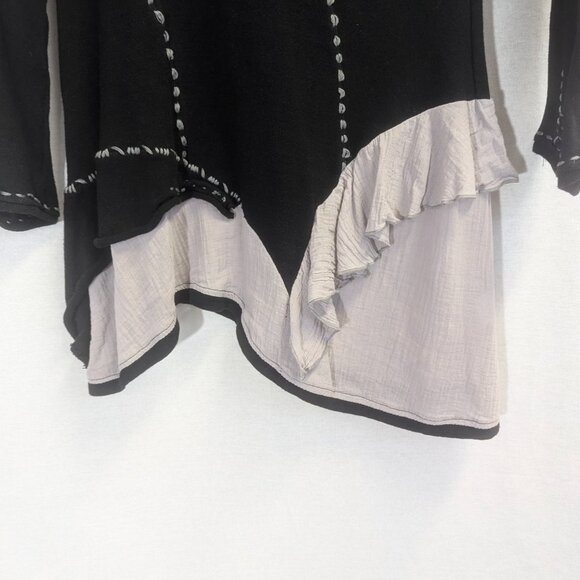 Forla Paris Size Medium Black/Gray Sweater Asymmetrical - Picture 2 of 16